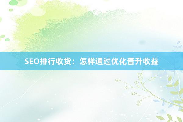 SEO排行收货：怎样通过优化晋升收益
